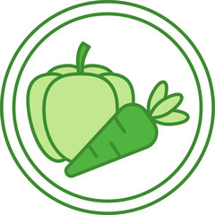 Green Vegan Icon. Vegetables Vector Icon. Label for Natural and Organic Products. Ecological Food