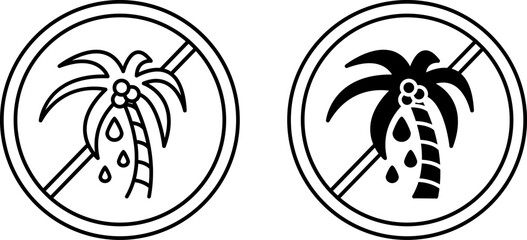 Palm Oil Free Icons. Black and White Vector Icons. No Harmful Food Ingredients. Label for Natural and Organic Products