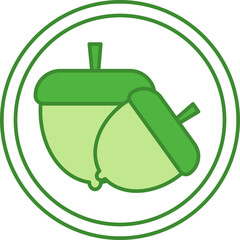 Green Icon Contains Nuts. Vector Icon. Label for Products Containing Nuts. Risk of Food Allergy