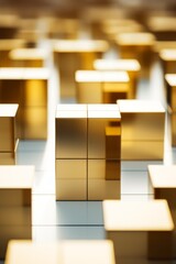 golden cubes in the middle of a large group of cubes