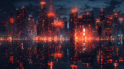 Fototapeta premium Panorama of the night city.
