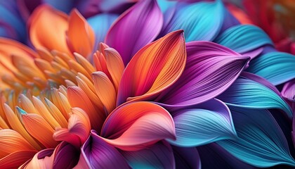 Close up of a vibrant rainbow colored flower