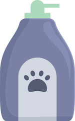 Bottle of pet shampoo with a pump dispenser, featuring a paw print on the label