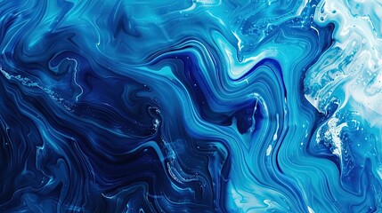 Obraz premium blue paint abstract art backdrop with flowing liquid texture.