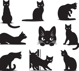 Cat Silhouette Vector icon 