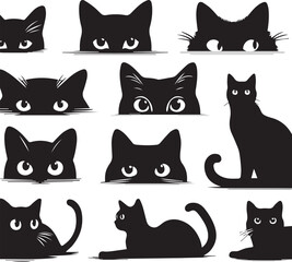 Cat Silhouette Vector icon 