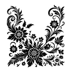 Floral Corner Border Design Vector On White Color Background.