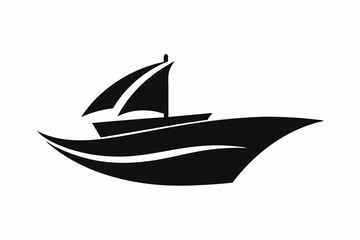 boat logo design vector silhouette black color 