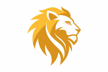 Golden Lion head logo, simple vector art