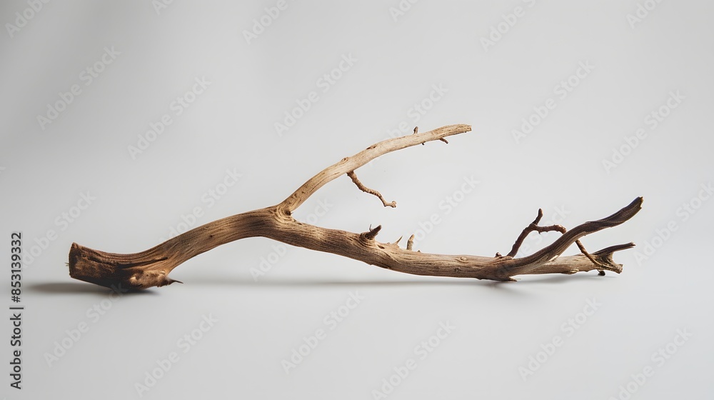 Wall mural a wooden branch white background