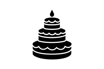 A Three tier birthday cake beautiful logo design vector silhouette