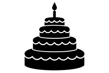 A Three tier birthday cake beautiful logo design vector silhouette
