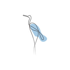 Obraz premium Continuous one line drawing of a heron. Vector art drawing and tattoo design on white background.