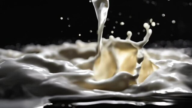 milk splash on blak background