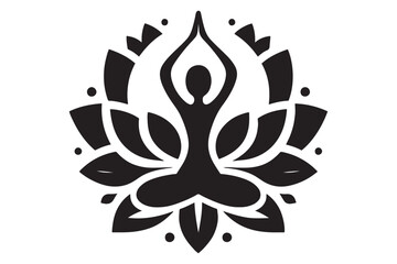  Yoga logo icon silhouette vector art illustration
