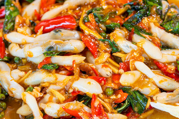 Thai food:Spicy fried razor clams
