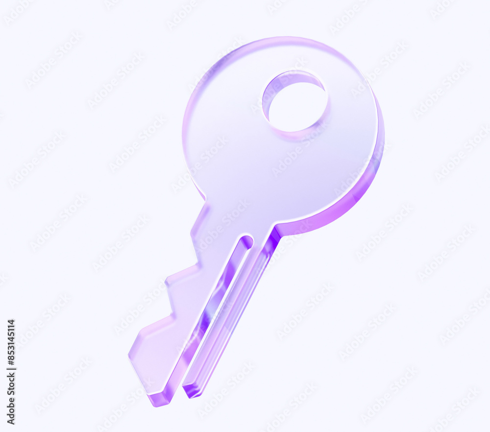 Fototapete key icon with colorful gradient. 3d rendering illustration for graphic design, ui ux design, presentation or background . shape with glass effect	
