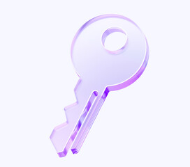 key icon with colorful gradient. 3d rendering illustration for graphic design, ui ux design, presentation or background . shape with glass effect	