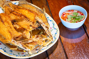 Thai food:Fried fish with fish sauce