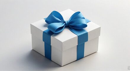 Obraz premium blue gift box with ribbon