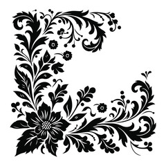 Floral Corner Border Design Vector On White Color Background.