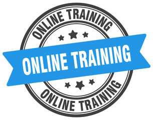 Fototapeta premium online training stamp. online training label on transparent background. round sign