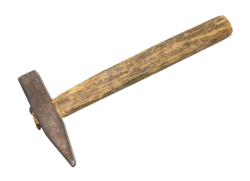 Hammer. Working old png tool. Isolated object on transparent background