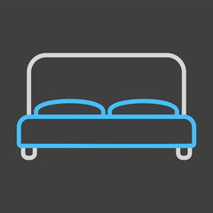 Big bed vector icon. Furniture sign