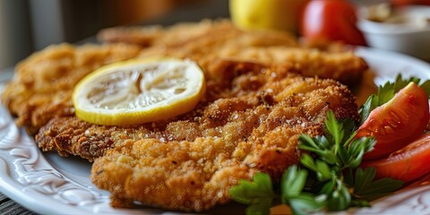 schnitzel von der seite fotografiert 