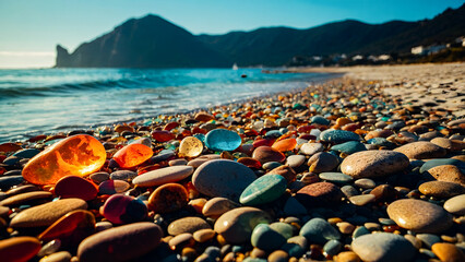 Pebble rock In the beach