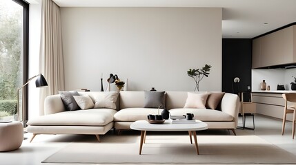stylish, minimalist home interiors with clean lines, neutral colors, and modern furniture