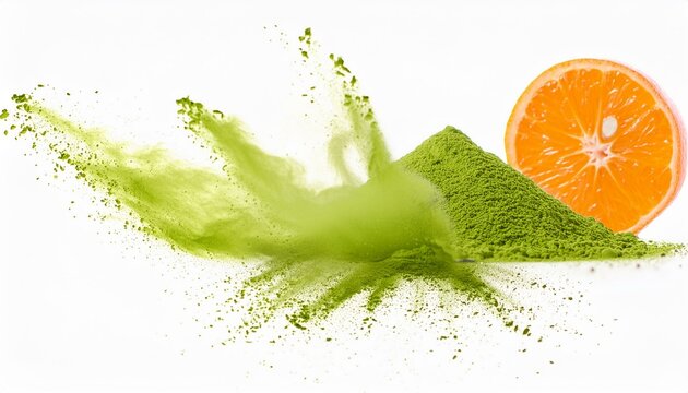 green dust flyng isolated on white