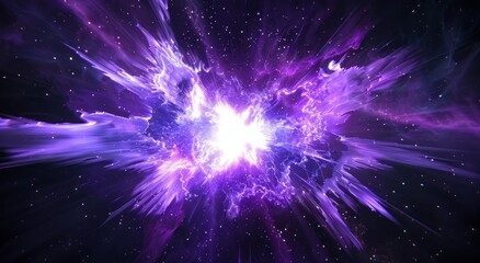 Fototapeta premium A purple and blue energy explosion in the center of an all black background