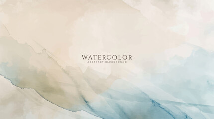 Abstract horizontal watercolor background. Neutral light colored empty space background illustration