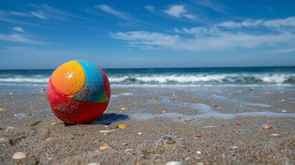Obraz premium Beach Ball on Sandy Beach