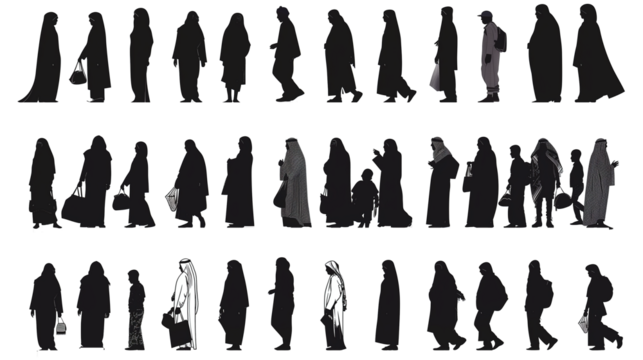 silhouette of muslim people