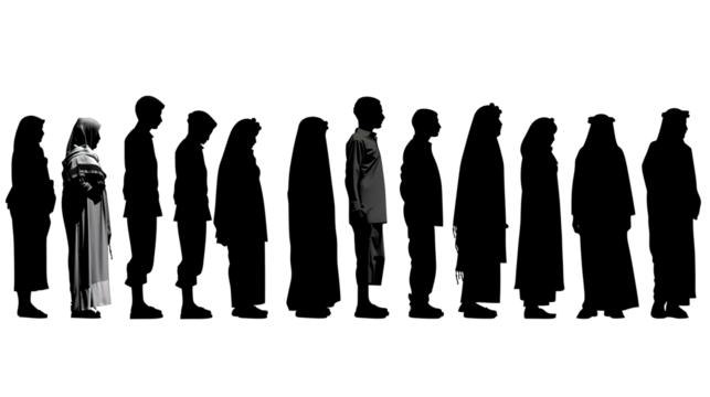 silhouette of muslim people