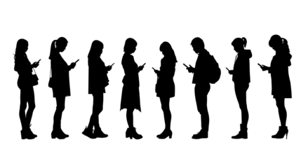 silhouettes of people using their mobile phones