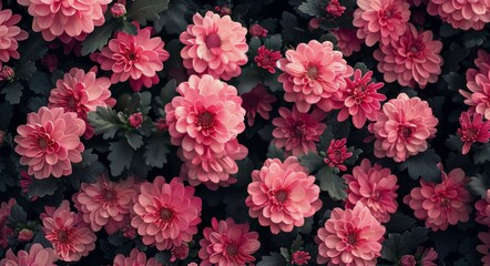 Obraz premium Close Up of Pink Chrysanthemum Flowers in Full Bloom
