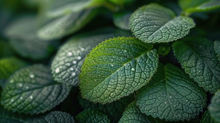 Fresh Green Leaves With Water Droplets