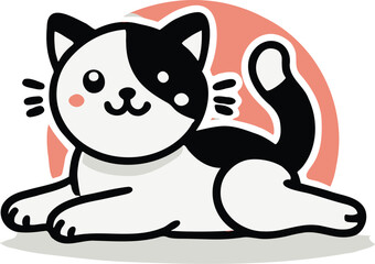 cute kitty chubby kitten cat lazy icon illustration vector element design