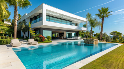 Modern villa with open plan living with swimming pool