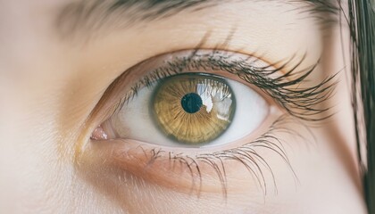 close up of a hazel human female left eyeball