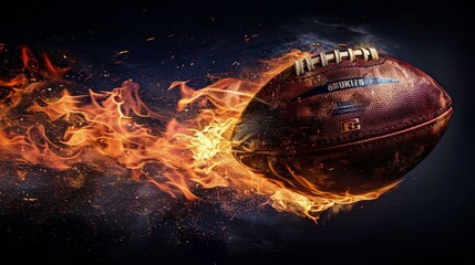 Fiery Football on Black Background