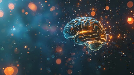 Fototapeta premium Glowing Brain in a Cosmic Setting