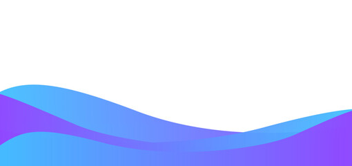 Waves in blue and purple gradient with dynamic effect and transparent background