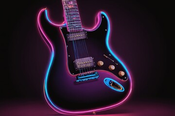 Obraz premium Strumming in Neon: A Guitar Illustration with Electric Hues