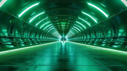 Futuristic Neon Tunnel with Symmetrical Lights and Sleek Design