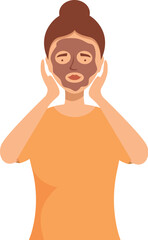 Young woman applying a face mask, enjoying her skincare routine at home