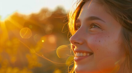 Fototapeta premium Close-up to happines young girl in summer atmosphere